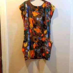 Fun print abstract dress with big pockets